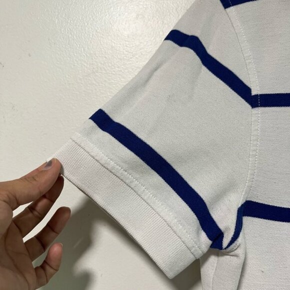 Tommy Hilfiger Men’s Small White & Navy Striped Polo Shirt - Performance Pique - Picture 12 of 12